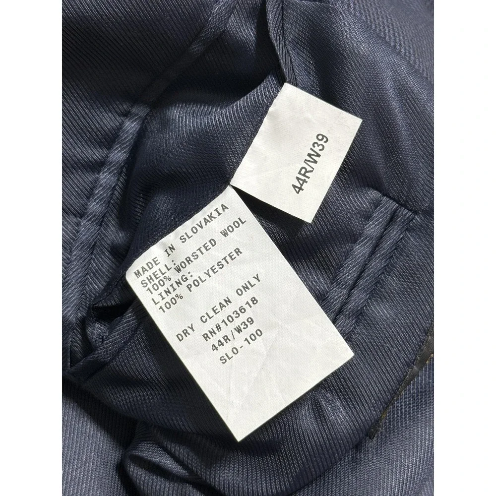 Daniel Gray Suit Mens 44R W39 Navy Wool 2 Button Pleated Cuffed‎ Travel Concepts